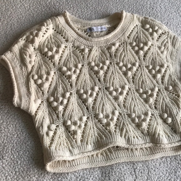 Zara ball trim textured knit top S - Picture 3 of 16